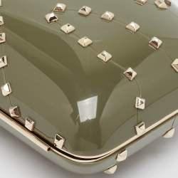 Pre Owned Valentino Dark Grey Plexiglass Rockstud In The Clutch