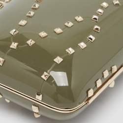 Pre Owned Valentino Dark Grey Plexiglass Rockstud In The Clutch