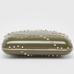 Pre Owned Valentino Dark Grey Plexiglass Rockstud In The Clutch