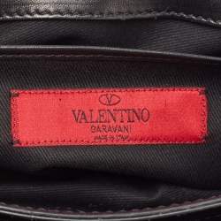 Pre Owned Valentino Black Leather Bow Flap Chain Clucth