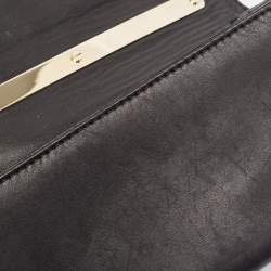 Pre Owned Valentino Black Leather Bow Flap Chain Clucth