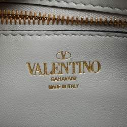 Pre Owned Valentino Off White Leather Stud Sign Hobo
