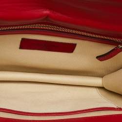 Pre Owned Valentino Red Leather Medium Rockstud Glam Lock Crystals Embellished Flap Bag