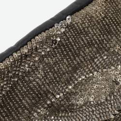 Pre Owned Valentino Black/Metallic Leather Sequins Floral Hobo