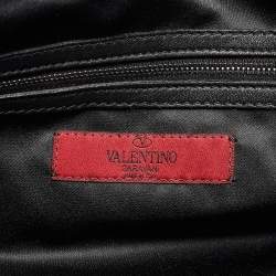 Pre Owned Valentino Black/Metallic Leather Sequins Floral Hobo