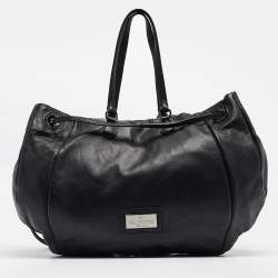 Pre Owned Valentino Black/Metallic Leather Sequins Floral Hobo