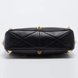 Pre Owned Valentino Black Leather Large Roman Stud Shoulder Bag
