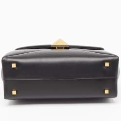 Valentino Black Leather Small One Stud Top Handle Bag