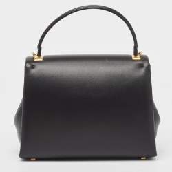 Valentino Black Leather Small One Stud Top Handle Bag