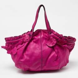 مملوكة مسبقًا Valentino Pink Leather Ruffle Satchel