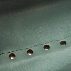 Pre Owned Valentino Light Blue Quilted Coated Fabric Small Rockstud Spike Top Handle Bag