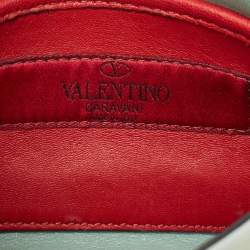 Pre Owned Valentino Light Blue Quilted Coated Fabric Small Rockstud Spike Top Handle Bag