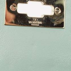 Pre Owned Valentino Light Blue Quilted Coated Fabric Small Rockstud Spike Top Handle Bag