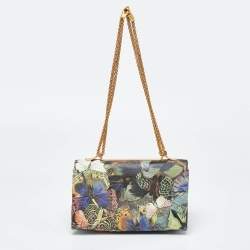 Valentino Multicolor Canvas and Leather Camubutterfly Va Va Voom Shoulder Bag