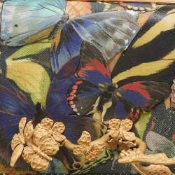 Valentino Multicolor Canvas and Leather Camubutterfly Va Va Voom Shoulder Bag