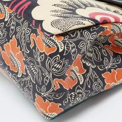 Pre Owned Valenitino Multicolor Floral Print Leather Mime Top Handle Bag