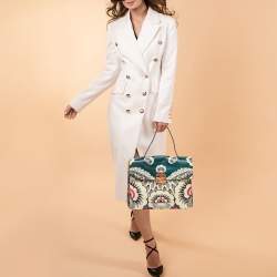 Pre Owned Valenitino Multicolor Floral Print Leather Mime Top Handle Bag
