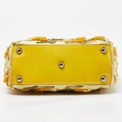 مملوكة مسبقًا Valentino Yellow Satin and Patent Leather Applique Tote