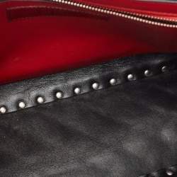 Valentino Silver Quilted Leather Large Rockstud Spike Top Handle Bag