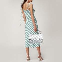 Valentino Silver Quilted Leather Large Rockstud Spike Top Handle Bag