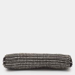 Pre Owned Valentino Black Satin Crystal Studded Frame Chain Clutch