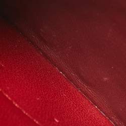 Pre Owned Valentino Burgundy Quilted Leather Rockstud Spike Card Case