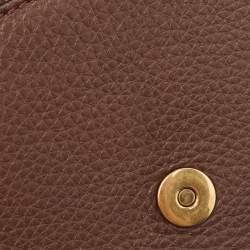 Valentino Brown Leather Beaded Rockstud Wristlet Clutch