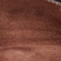 Valentino Brown Leather Beaded Rockstud Wristlet Clutch