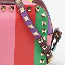 Pre Owned Valentino Multicolor Leather Rockstud Camera Crossbody Bag