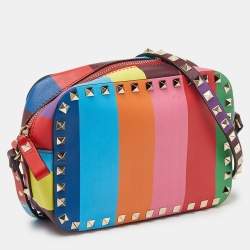 Pre Owned Valentino Multicolor Leather Rockstud Camera Crossbody Bag