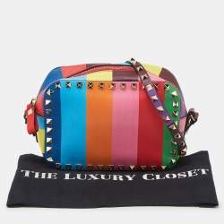 Pre Owned Valentino Multicolor Leather Rockstud Camera Crossbody Bag