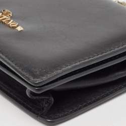 Pre Owned Valentino Black Leather Flap Chain Clutch