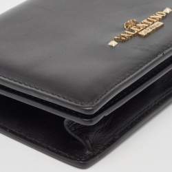 Pre Owned Valentino Black Leather Flap Chain Clutch