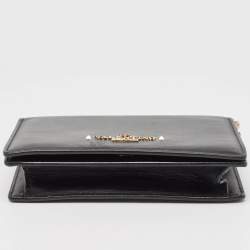 Pre Owned Valentino Black Leather Flap Chain Clutch