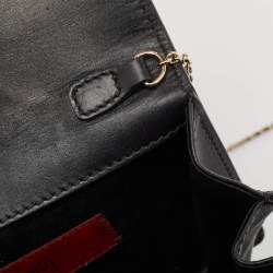 Pre Owned Valentino Black Leather Flap Chain Clutch
