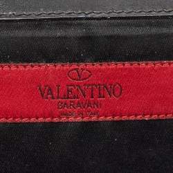 Pre Owned Valentino Black Leather Flap Chain Clutch