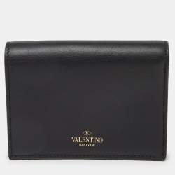 Valentino Black Leather VLTN Bifold Card Case