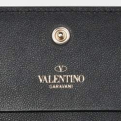 Valentino Black Leather VLTN Bifold Card Case