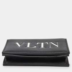 Valentino Black Leather VLTN Bifold Card Case