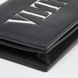 Valentino Black Leather VLTN Bifold Card Case