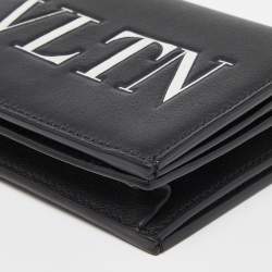 Valentino Black Leather VLTN Bifold Card Case