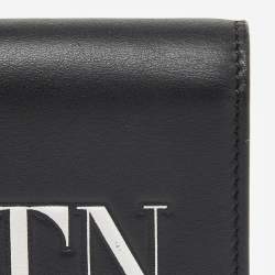 Valentino Black Leather VLTN Bifold Card Case