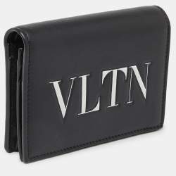 Valentino Black Leather VLTN Bifold Card Case