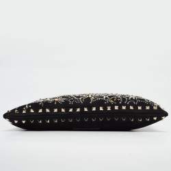 Pre Owned Valentino Black Suede Large Rockstud Embellished Wristlet Pouch