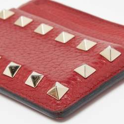 Valentino Red Leather Rockstud Card Holder