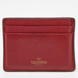 Valentino Red Leather Rockstud Card Holder