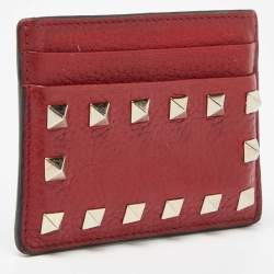 Valentino Red Leather Rockstud Card Holder