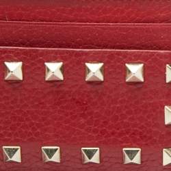 Valentino Red Leather Rockstud Card Holder