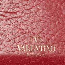 Valentino Red Leather Rockstud Card Holder