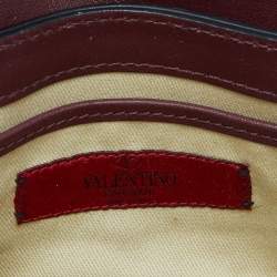 Pre Owned Valentino Burgundy Leather Mini Rockstud Crossbody Bag